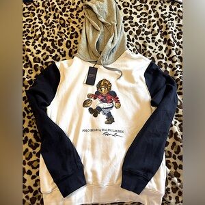 NWT RALPH LAUREN POLO Bear Football Colorblock Hoodie